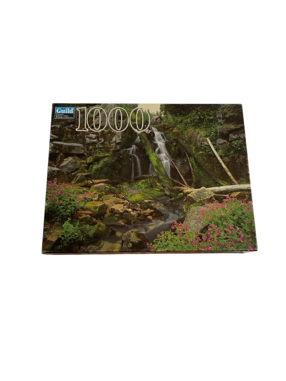 Vintage Guild Hasbro 1000 Piece Jigsaw Puzzle Mount Rainier Waterfall Scenic